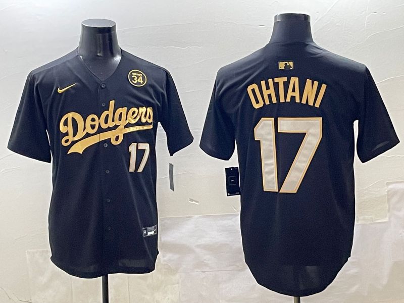 Men Los Angeles Dodgers #17 Ohtani Black Gold Nike 2025 MLB Jersey style 42410->washington nationals->MLB Jersey